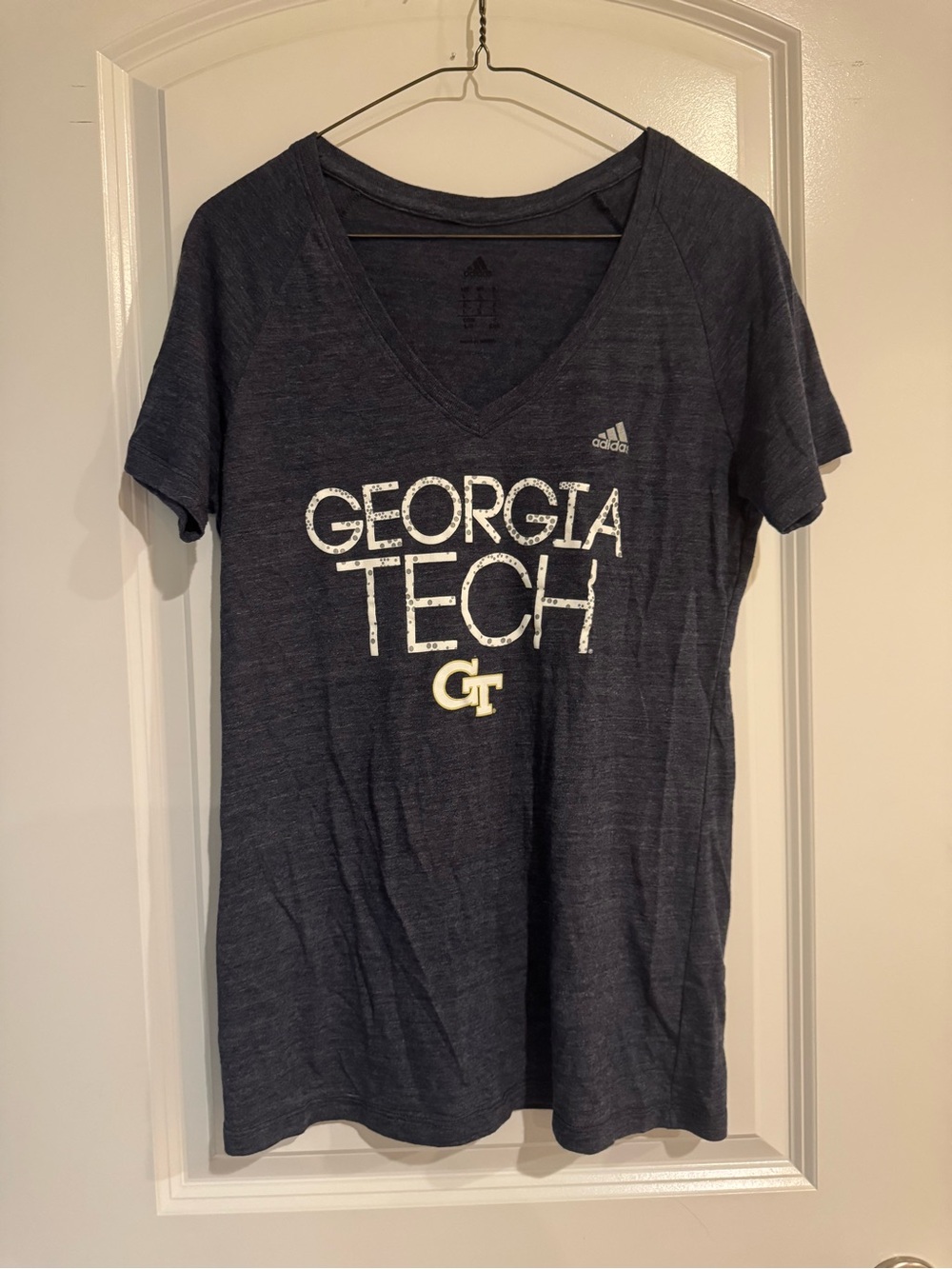 adidas Navy Heather V-Neck Performance Tee